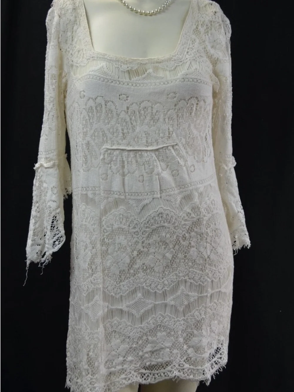 Free People White Lace Overlay Dress
